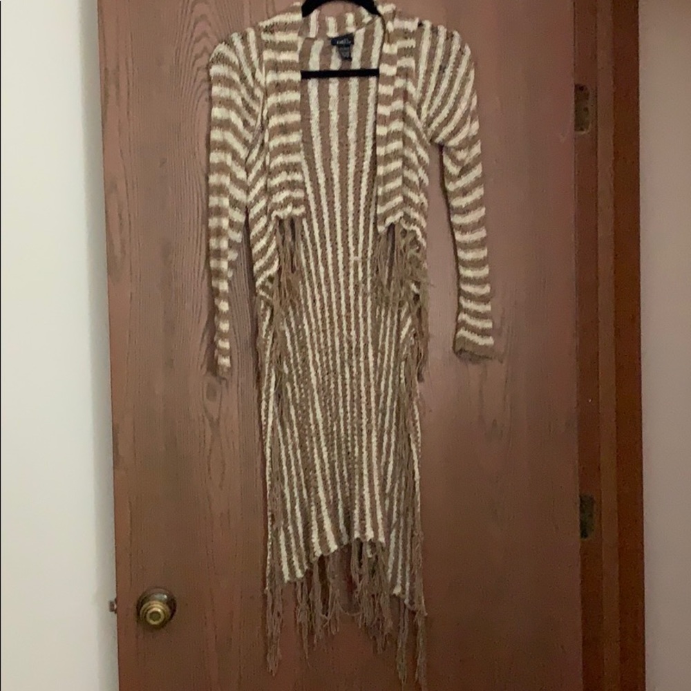 Rue 21 Tan and Cream Striped Sweater